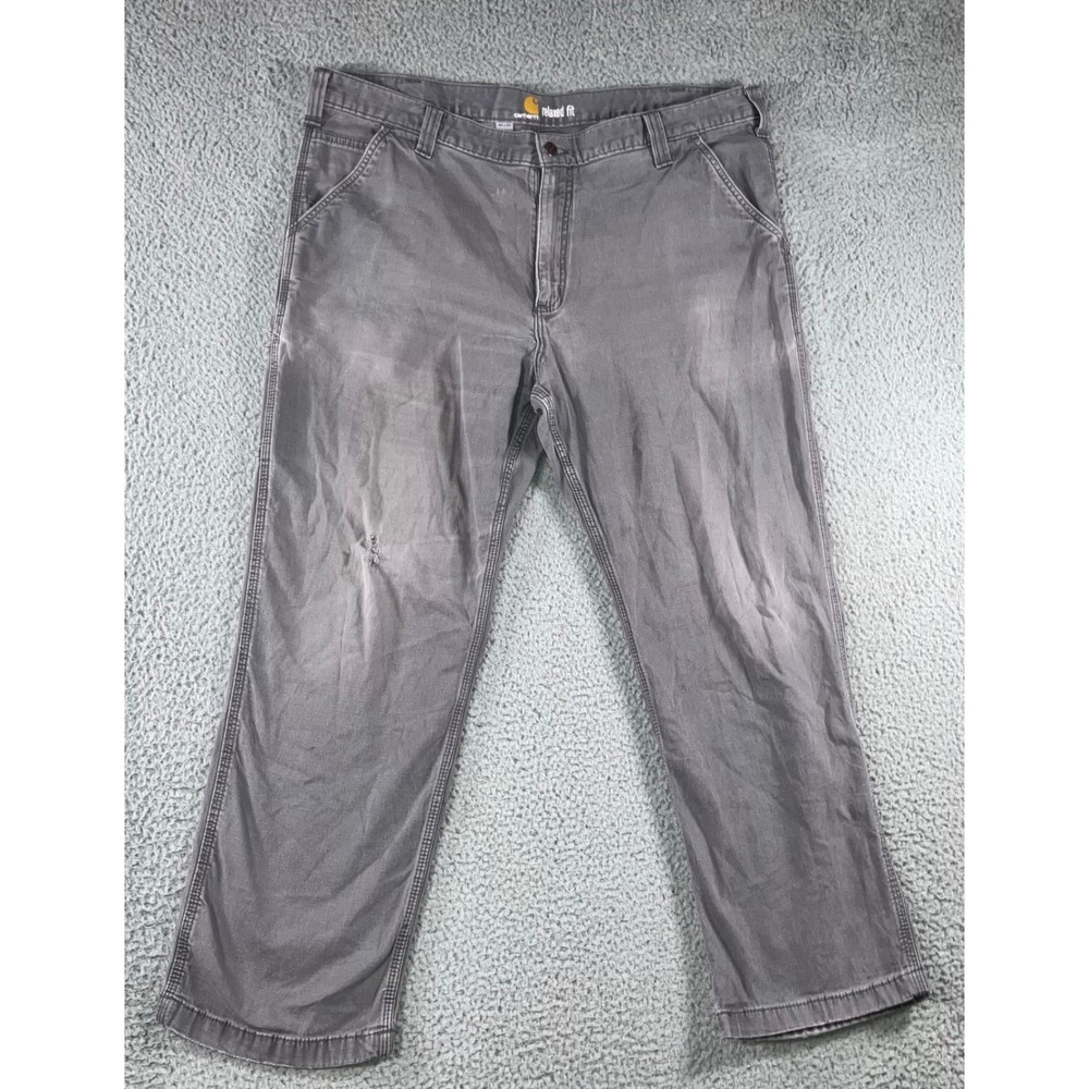 Carhartt Carpenter Pants Men 40x30 Gray Relaxed Canvas Work Utility Fit 40x28